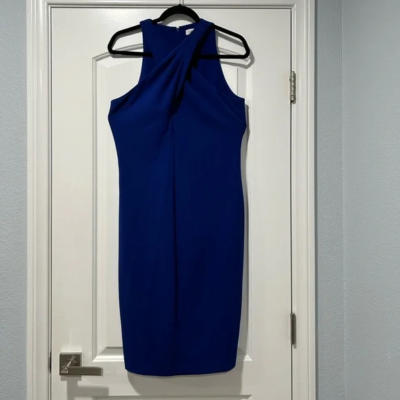Calvin Klein womens cross neck royal blue dress size 10, royal blue